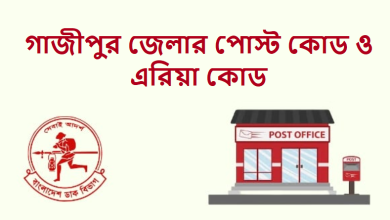 গাজীপুর জেলার পোস্ট কোড ও এরিয়া কোড