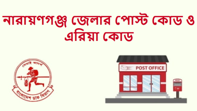 নারায়ণগঞ্জ জেলার পোস্ট কোড ও এরিয়া কোড