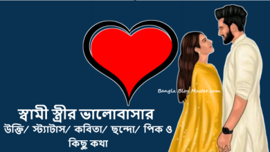 স্বামী স্ত্রীর ভালোবাসার উক্তি, স্ট্যাটাস, কবিতা, ছন্দো, পিক ও কিছু কথা